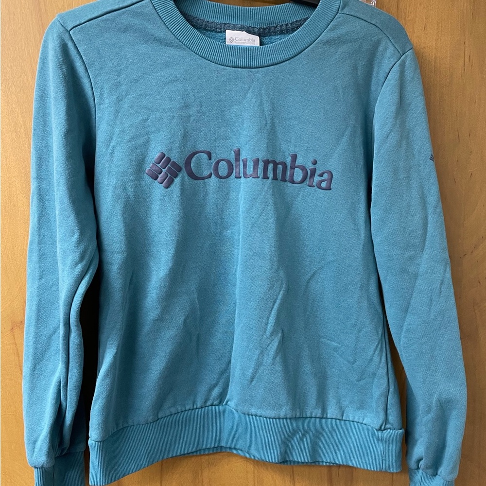 Columbia Sunridge Logo Blue Crew Neck Sweater Womens M Outdoors  Casual